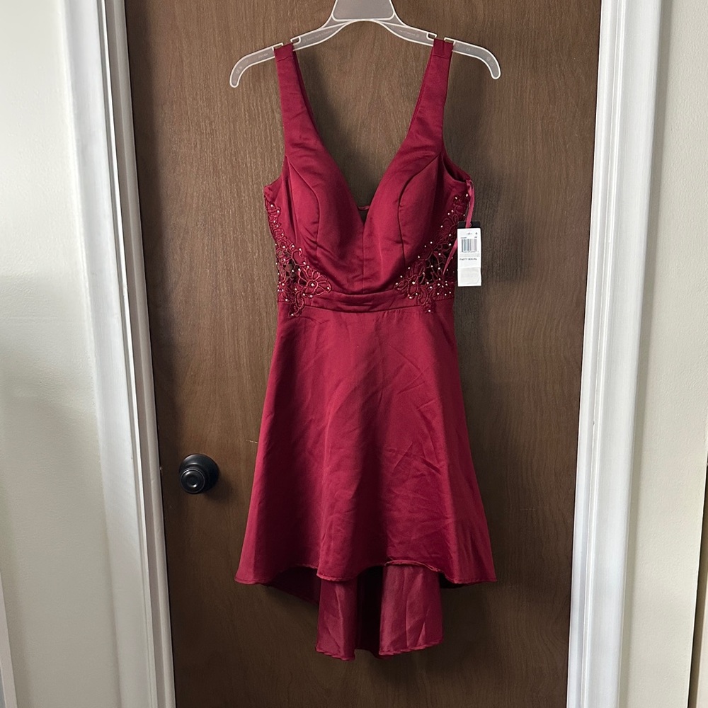 City Studio Burgundy High Low Dress